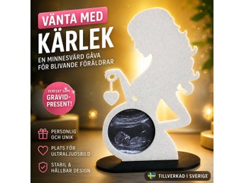 Gravidfigur med ultraljudsbild – personlig graviditetspresent - Sten färg