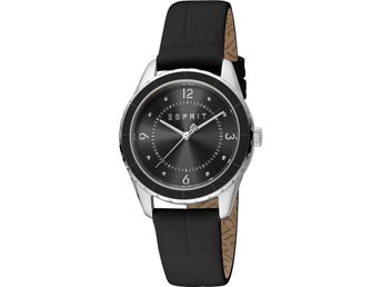 Esprit Skyler Svart Läder Armbandsur Klocka 32mm ES1L348L0025 Ny