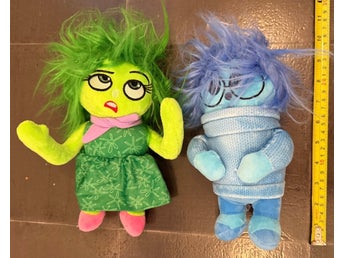 2 Inside Out-mjukisar • Vemod + Avsky • 25 cm • Pixar • Fint skick