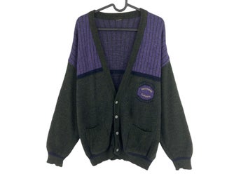 Cosby Vintage Retro 90-tals Grå Kofta Tröja Storlek M