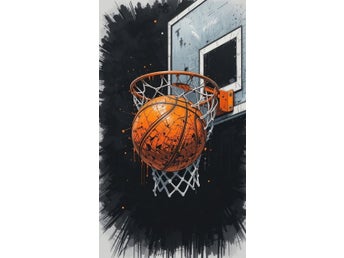 Basketboll i korg konsttryck Poster Storlek 50x70 CM