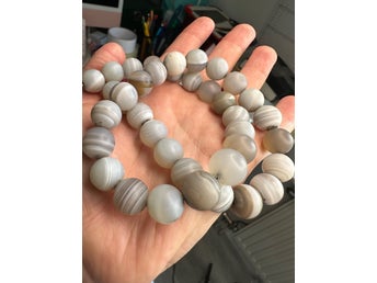47 cm OLE LYNGGAARD. Halsband COLLIER, DANMARK randig agat, botswana agat