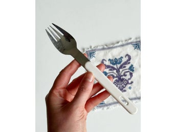 Retro gaffel, vit plast