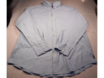 Chaps Linen Blend Skjorta Herr XL Ljusblå Linen Shirt Casual Old Money Vintage