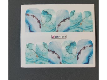 Nail art stickers DIY naglar manikyr dekoration ljusblå marmor nagellack