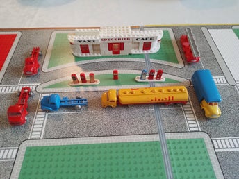 LEGO Vintage/retro 50/60 talet byggnader/fordon/bensinpump/lastbilar