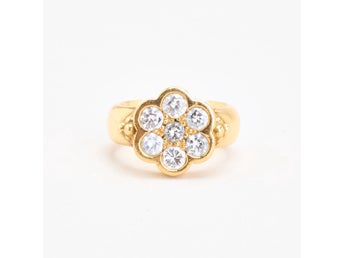 Blomsterring med diamant (0.94 ct) i 18K guld strl. 16.2 / strl. 51