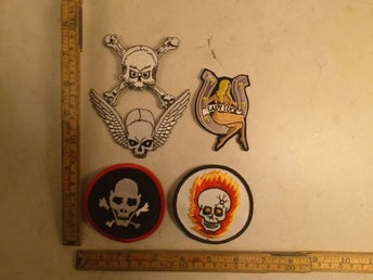broderade tygmärken 5st döskalle döskallar lady luck rea sats 14