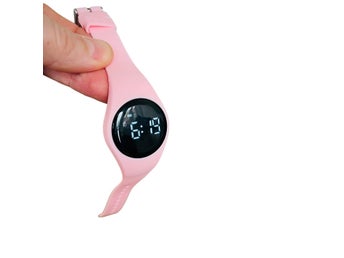 Laddbar LED Klocka Rosa Silikonband Barnklocka Vibrerande Alarm Tid USB Laddbar