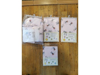 Doppresent babyshower rosa kanin 2 barnset bebis stolsdyna bäddset nytt