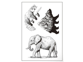 Animal clear jelly stamp - A pack of 3 dekoration stamps