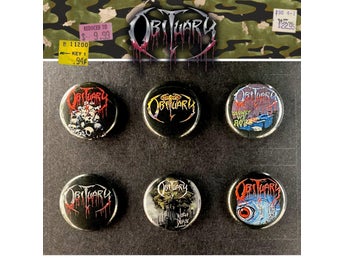 6 st Obituary pins (25 mm) * gratis porto * dödsmetall * Floridadöds *