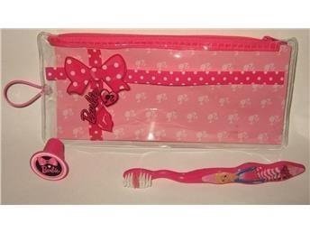 1 st Rosa Barbie Tandborste + reseskydd & Pennskrin