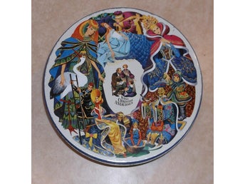 Stor Plåtburk Sagor Hans Christian Andersen Danmark 1970-tal Vintage Retro Burk