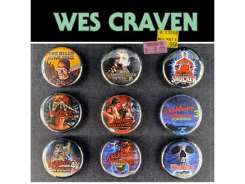 9 st Wes Craven pins (25 mm) * gratis porto * Elm Street * Freddy Krueger *