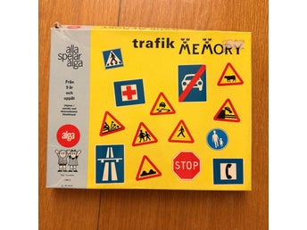 Alga Trafik Memory – retro sällskapsspel / vägskyltar – ej komplett