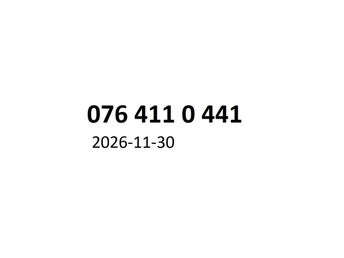 076 411 0 441 Diamant mobilnummer kontantkort guldnummer guld nummer