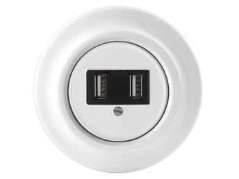 NY ABB Decento USB 5014K-C0002 Laddstation i Vitt Porslin med Retro Design