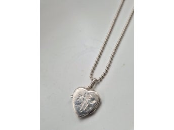 Vintage Silverhalsband 925 – Hjärtmedaljong med Kulkedja (90-tal)