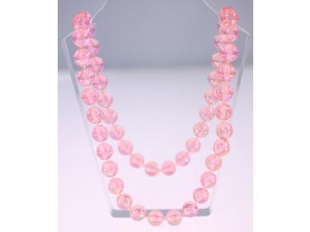 Vintage pink plastic bead necklace circa 1980s (Weight: 71.1g) FREE Postage