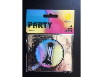 1 st folieballong i silver med siffran 1 - Barnkalas - Kalas - Fest