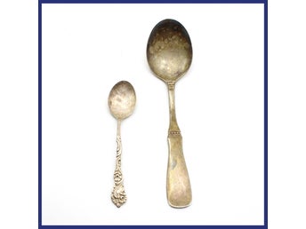 Skedar, 830 silver, 2 stycken, skrot (vikt 43,38g)