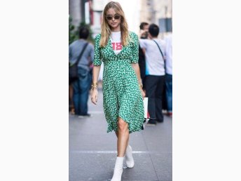 ganni dalton crepe dress verdant green