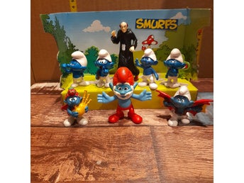 Smurfarna figurer med Gargamel och Papa Smurf