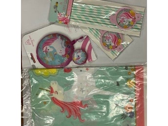 Unicorn Kalas Set / Duk, Ballong och Sugrör
