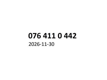 076 411 0 442 Diamant mobilnummer kontantkort guldnummer guld nummer