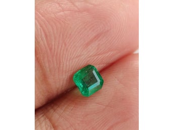 0.45 carat natural Zambian Emerald with a stunning square octagon faceted cut