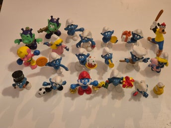 Vintage Smurfar Peyo / Schleich / Bully + figurer – stort samlarpaket