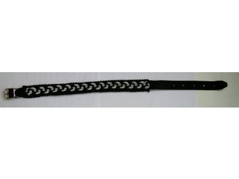 Hundhalsband 31-41,5 cm svart mjuk fleece slingor i silver och svart Ny