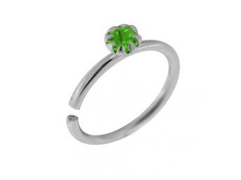 8 mm Piercingring i 925 Sterling Silver med Grön kloinfattad CZ