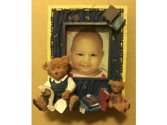 Fin fotoram med nalle figurer 10X7cm