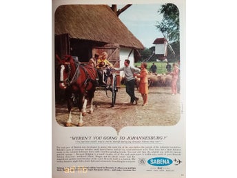 SABENA BELGIAN AIRLINES, REKLAM TIDNINGSANNONS 1968