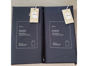 Helt nytt! 2 påslakan set satin ”Eden” i mörkblått från Hemtex. Nypris 2.200kr