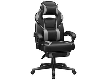 Songmics Gaming Stol, Skrivbordsstol med fotstöd, kontorsstol svart + OBG073B03