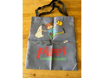 Pippi Långstrump totebag/kasse blågrå