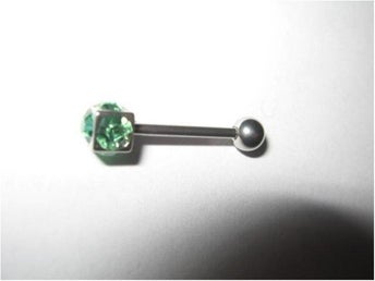 TUNG PIERCING MED 5 ST GRÖNA STENAR