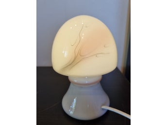 Vintage Retro Bordslampa i glas, svamp - Rosdala Glasbruk.