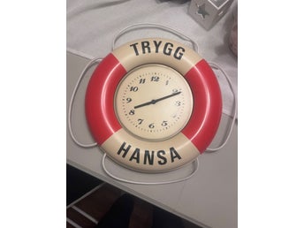 Vintage Trygg-Hansa Väggklocka Livboj – Retro 60/70-tal