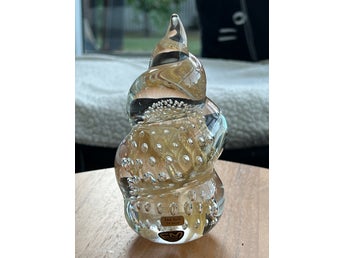 FM Konstglas Ronneby - Snäcka med 24K Äkta Guld & Bubblor M-386 Signerad