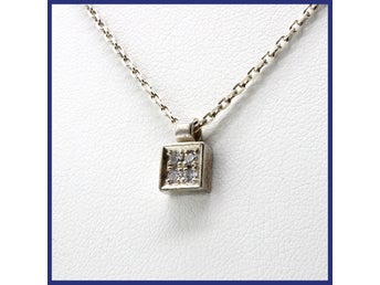 Halsband, 925 silver, hänge, vita stenar, ankarlänk (vikt 3g, längd 41,8cm)
