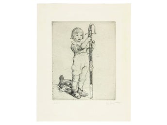 Sabeln (Pojke med svärd) - Carl Larsson - Etsning - Signerad