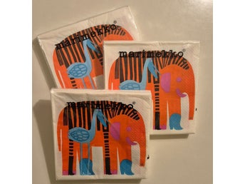 Marimekko Karkulaiset Servetter med elefant och pelikan till barnkalaset