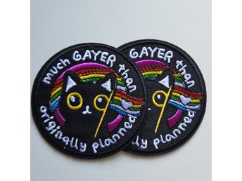 2st Svart tygmärke katt strykapå laglapp patch