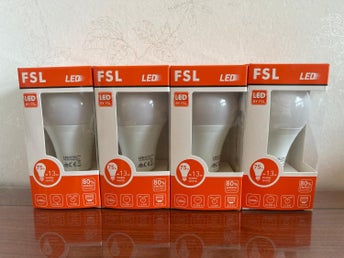 FSL LED-lampor 13W 3000K E27 Normallampa Paket 4st