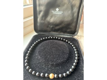 46cm gratis leverans Ole Lynggaard polerade glans onyx halsband silver dobbar