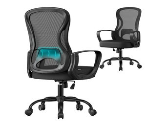 Ergonomisk kontorsstol, snurrstol i nät med svankstöd, svart bläck OBN043BH02